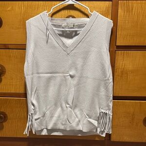 Cyrus White Sleeveless Top with Fringe Detail